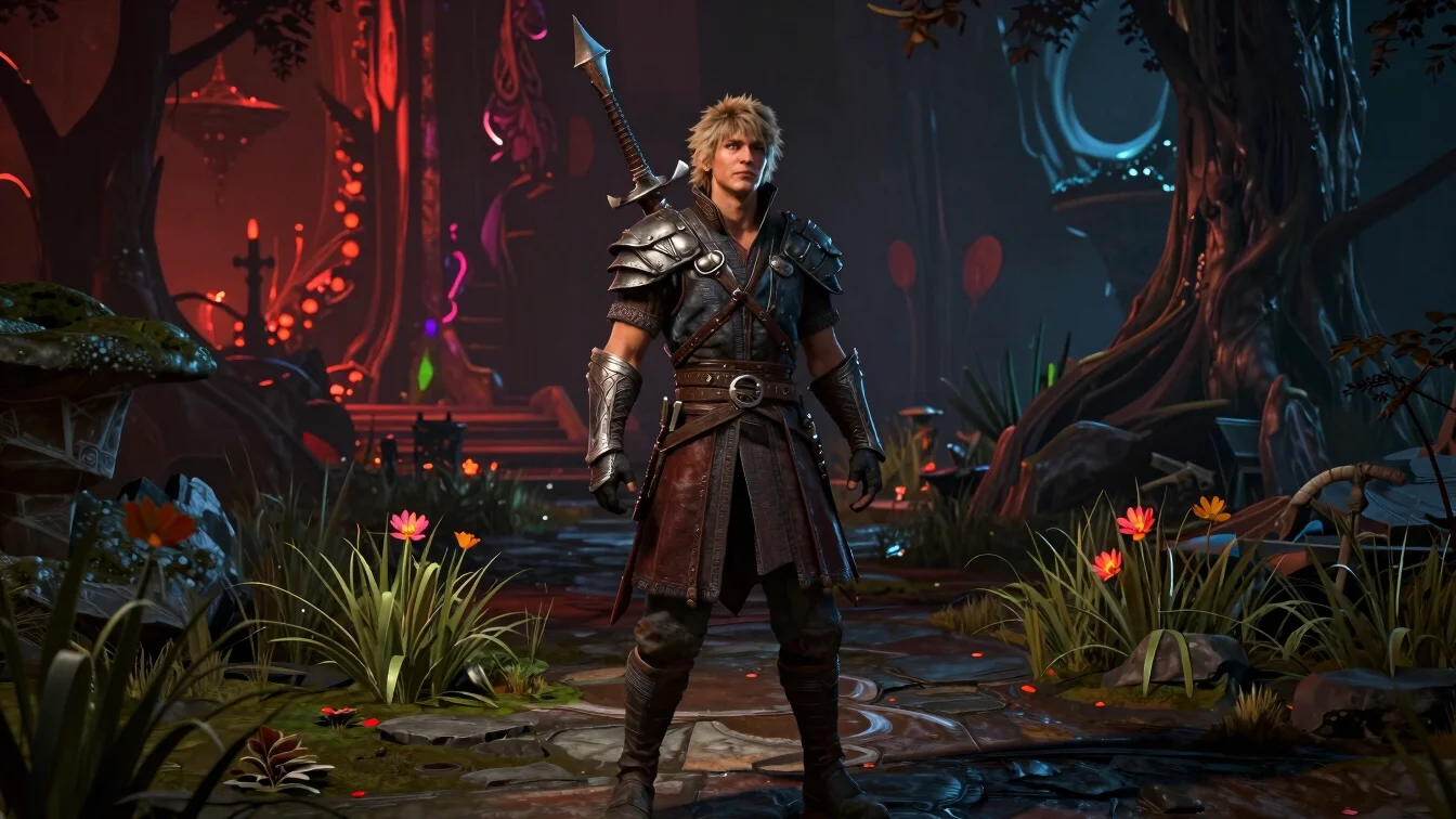 Character hero still from Baldur's Gate 3, epic fantasy setting,