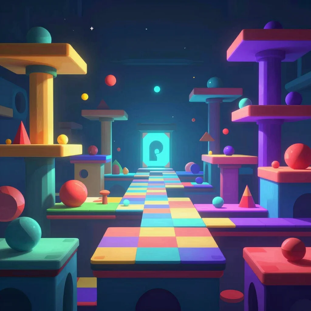 Game cover art for a puzzle platformer, abstract geometric shapes